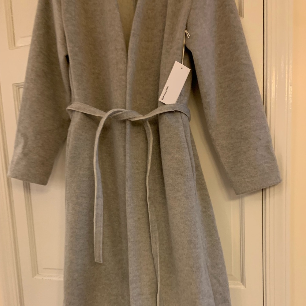 Reformation Front Tie Coat in Grey Size XS NWT - Picture 5 of 5
